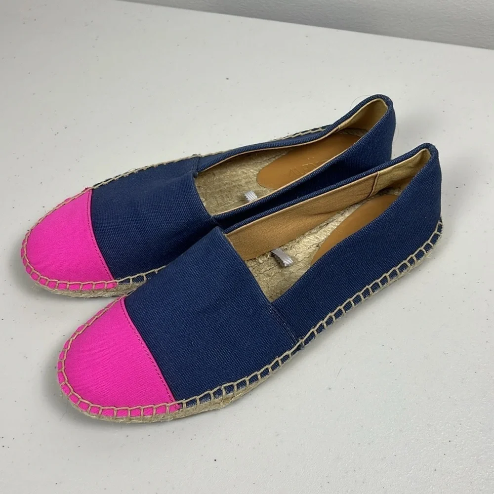 J.Crew Pink‎ Navy Blue Canvas size 7.5 EUC